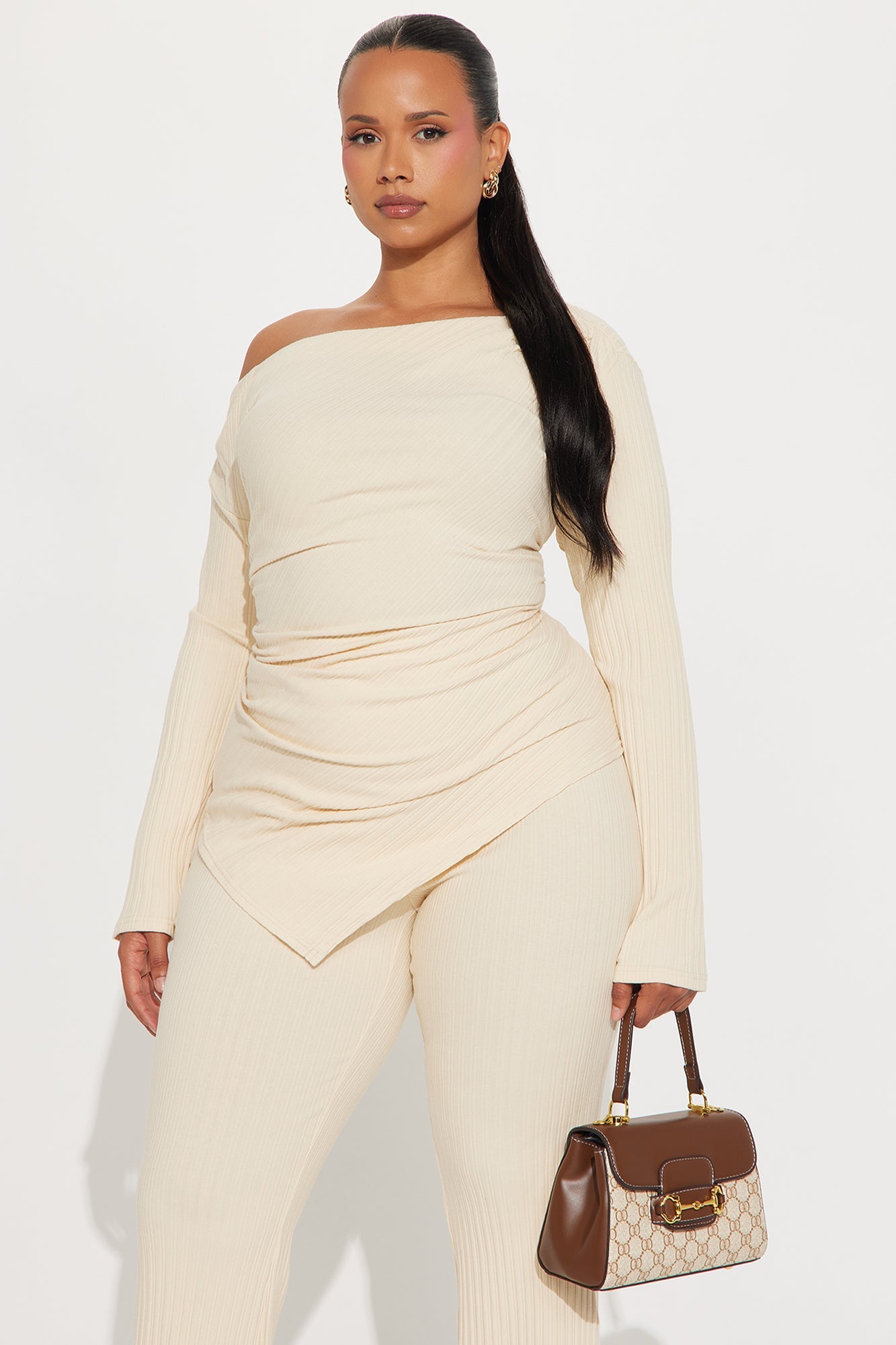 Side Step Pant Set - Cream