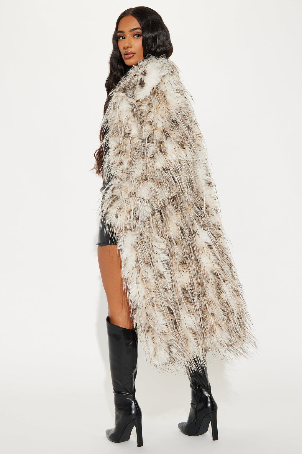 Grand Bazaar Faux Fur Coat - Ivory/combo