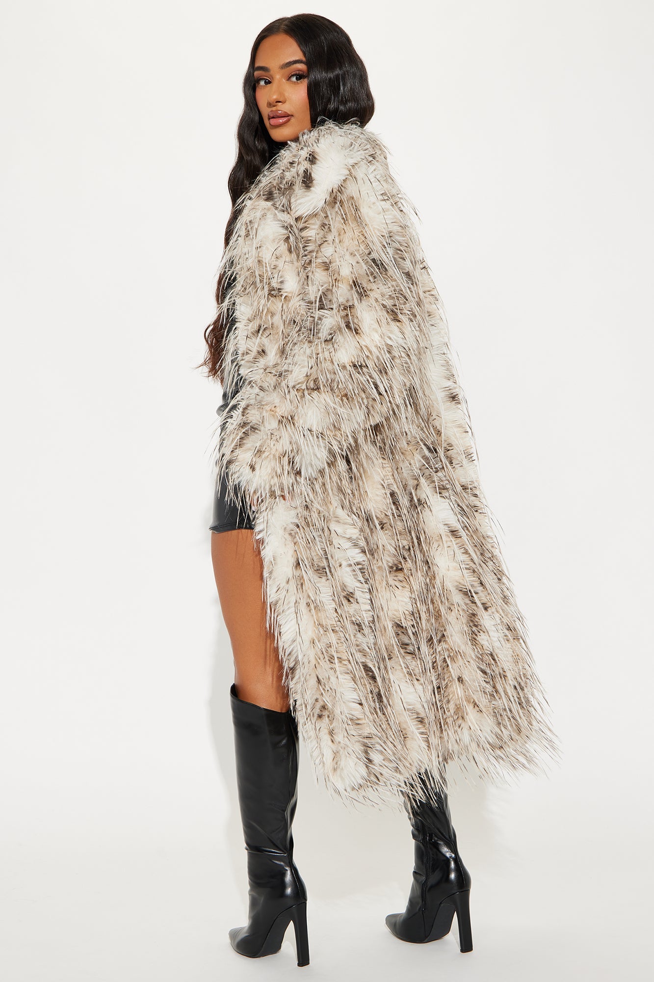 Grand Bazaar Faux Fur Coat - Ivory/combo
