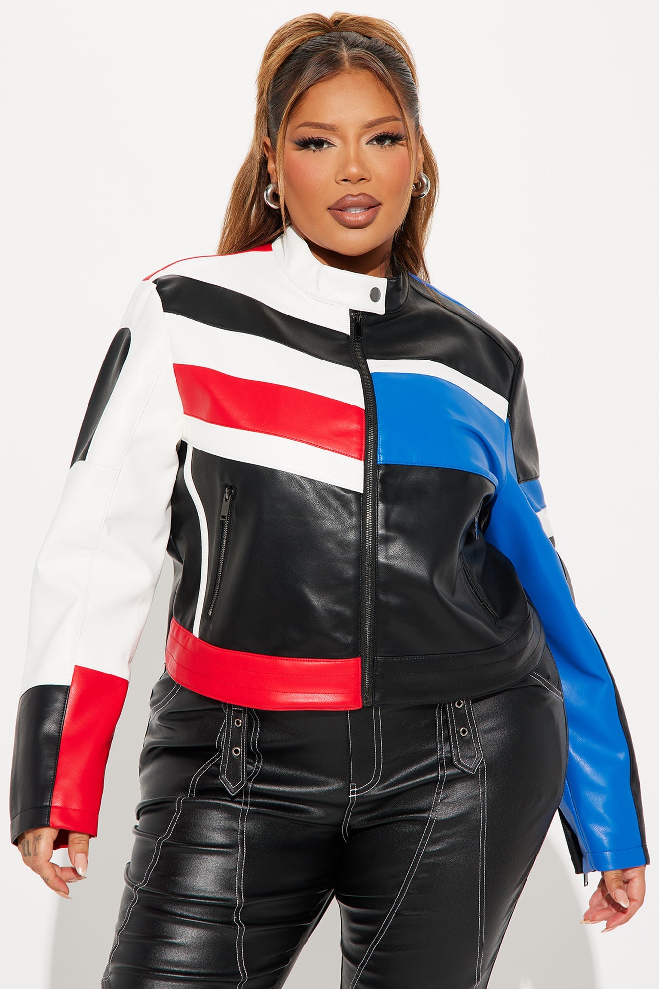 Fast Nights Faux Leather Jacket - Multi Color
