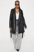 Cameron Faux Leather Coat - Black