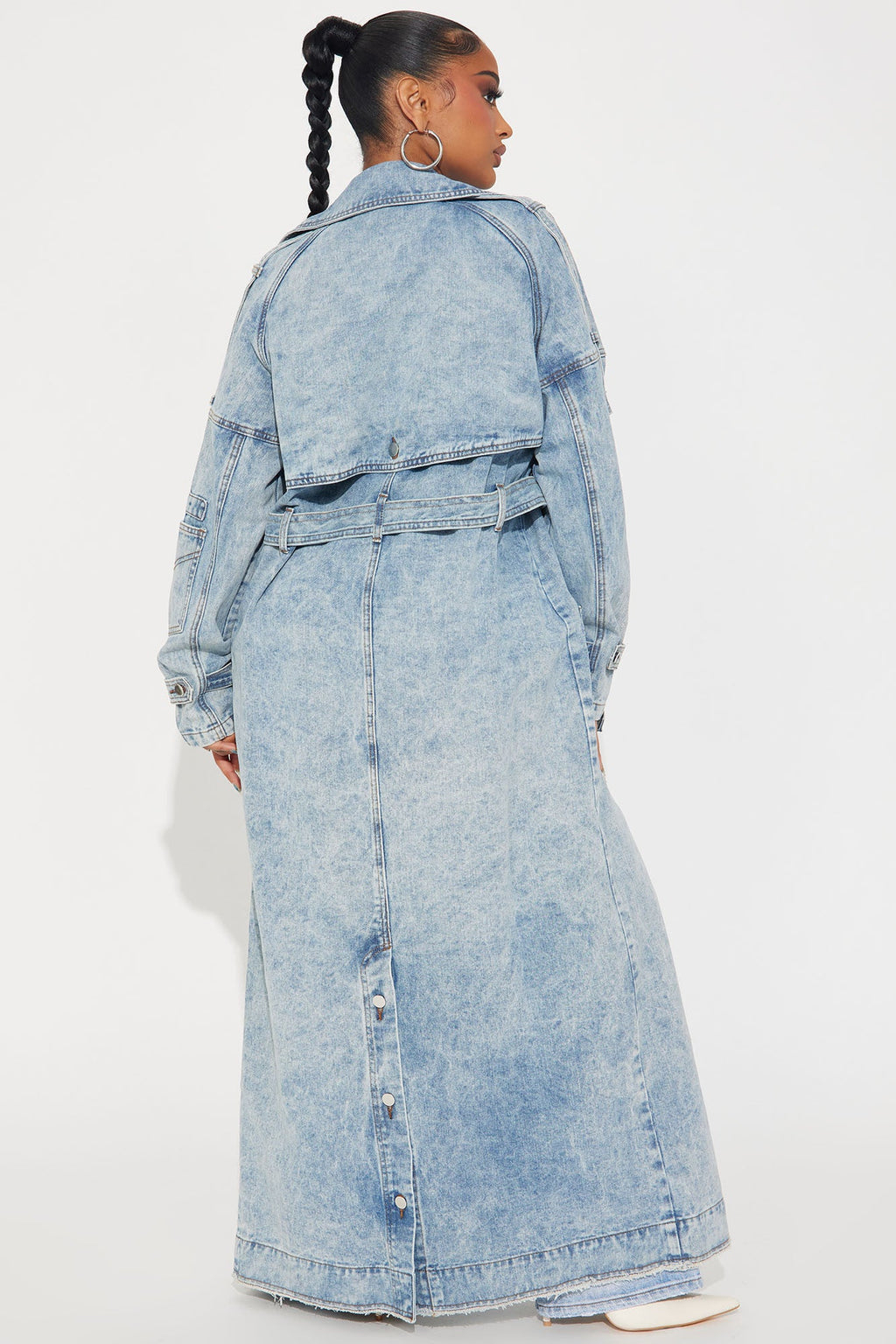 Trying To Impress Washed Denim Trench - Vintage Wash