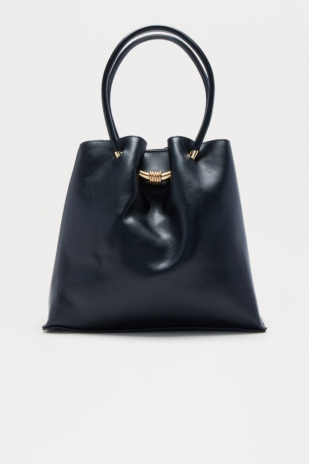 Carry All Faux Leather Shoulder Handbag - Black