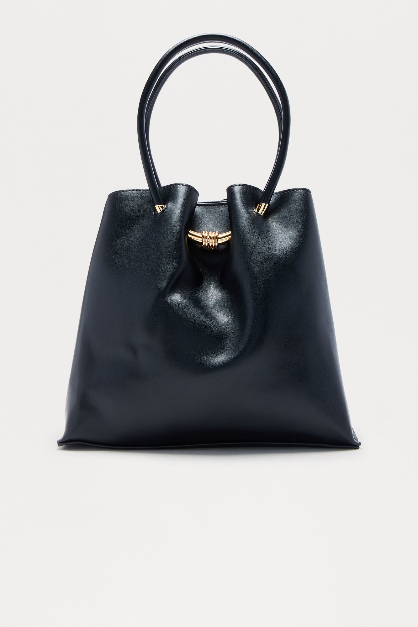 Carry All Faux Leather Shoulder Handbag - Black