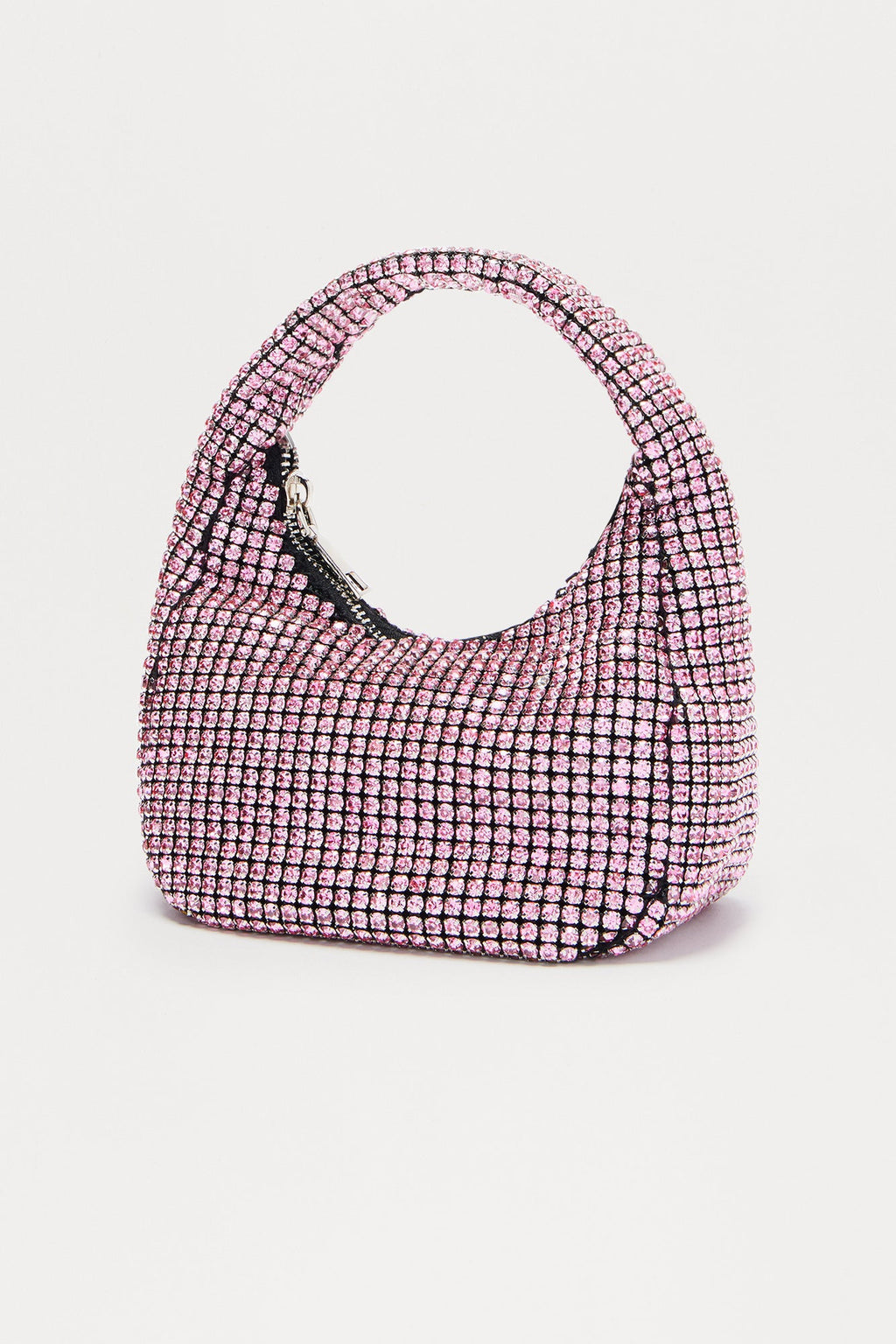 Glam Rush Rhinestone Satchel Handbag - Pink