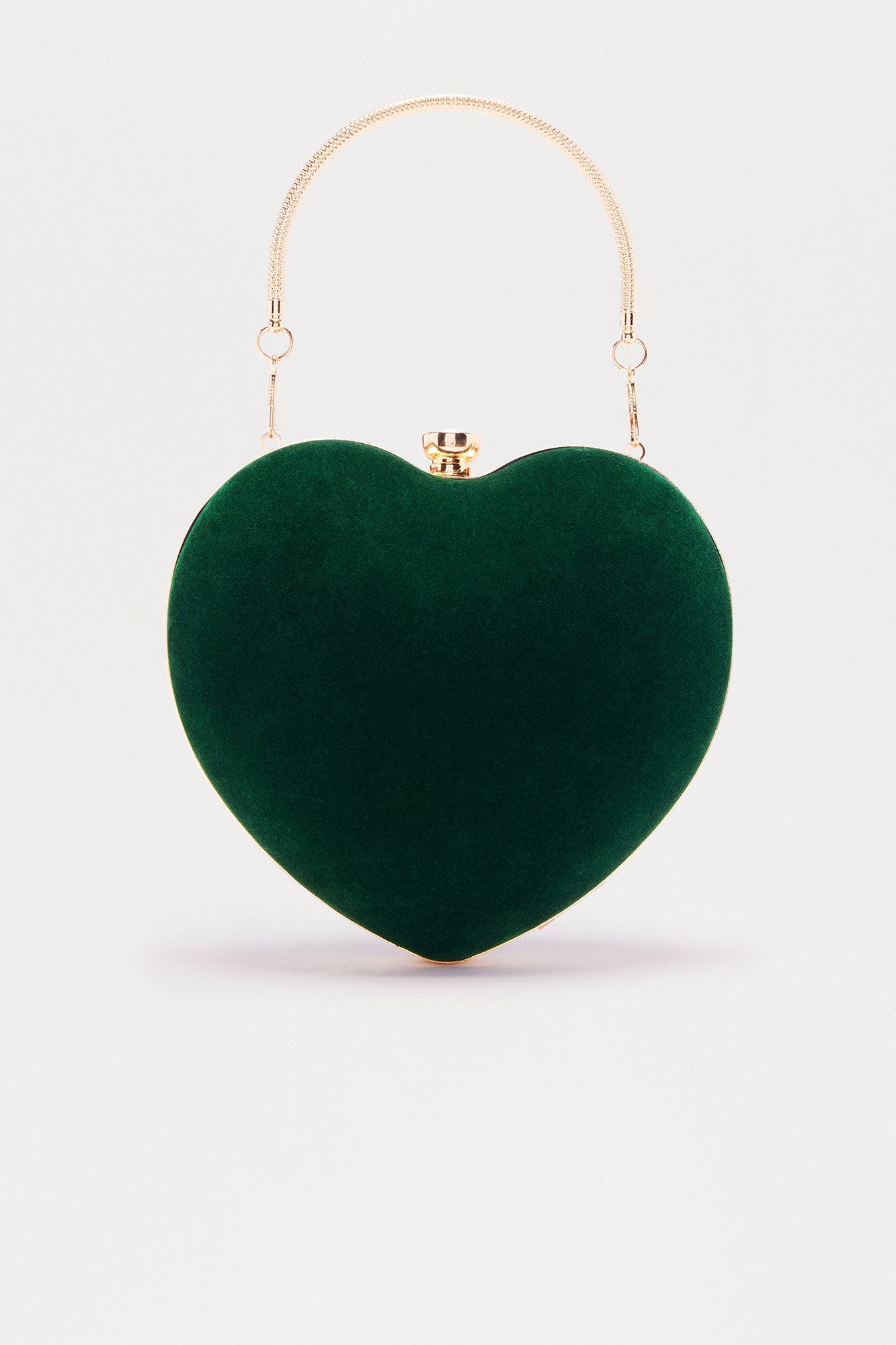 Sweetheart Luxe Velvet Heart Clutch - Hunter