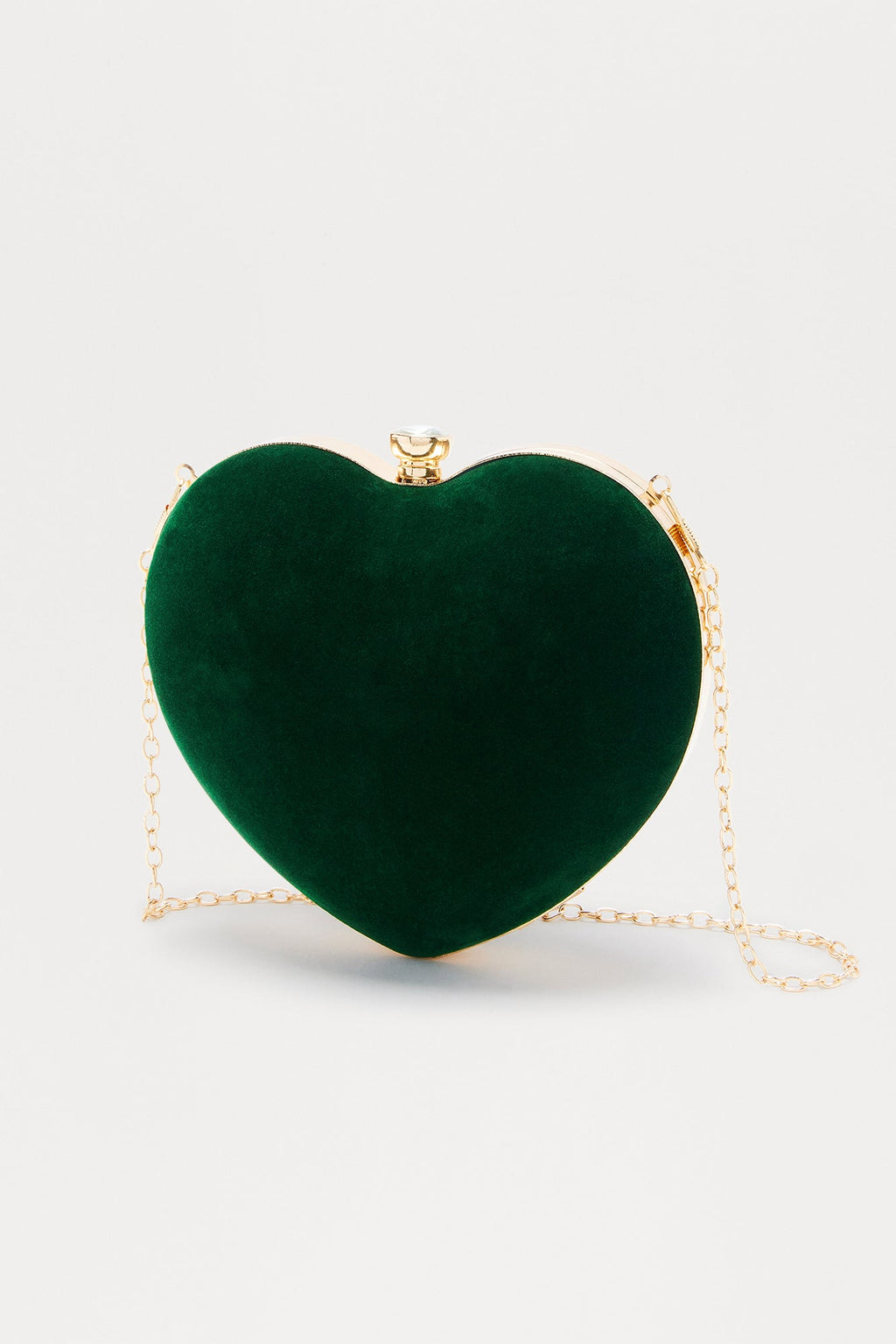 Sweetheart Luxe Velvet Heart Clutch - Hunter