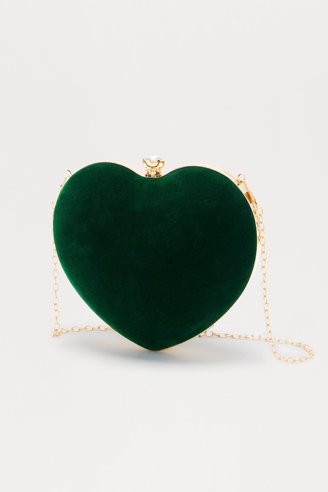 Sweetheart Luxe Velvet Heart Clutch - Hunter