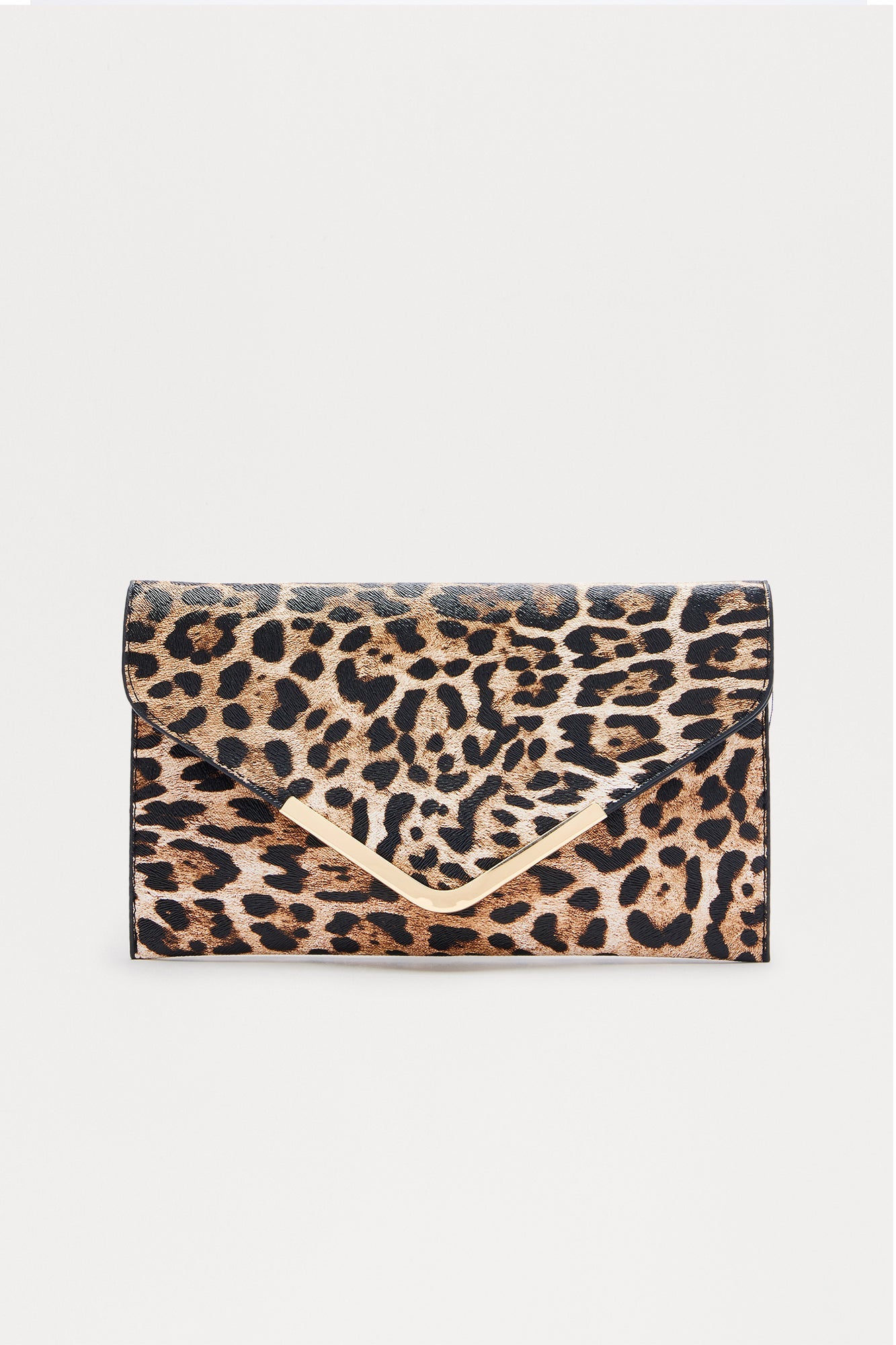 Purrfect Match Faux Leather Clutch - Brown/combo