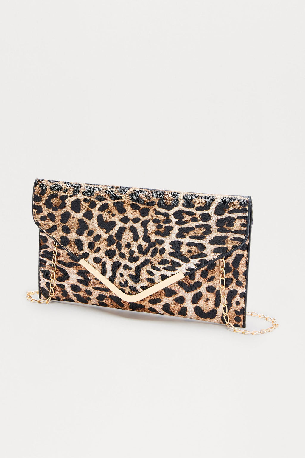 Purrfect Match Faux Leather Clutch - Brown/combo