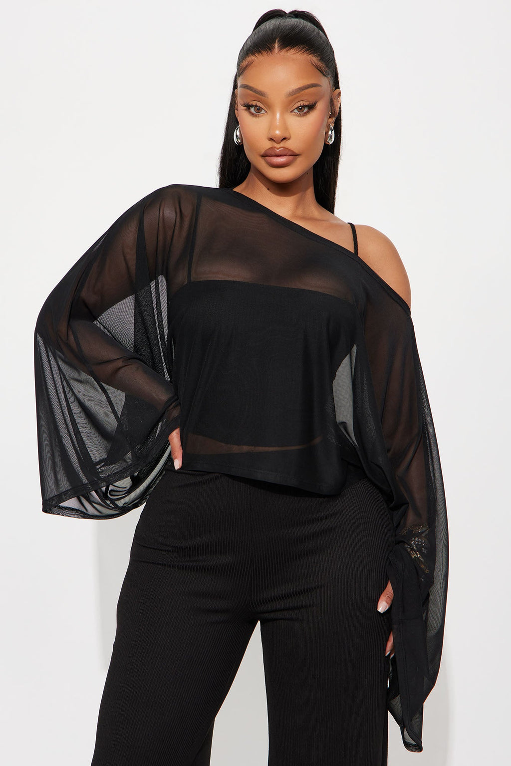 Raya Draped 3 Piece Pant Set - Black