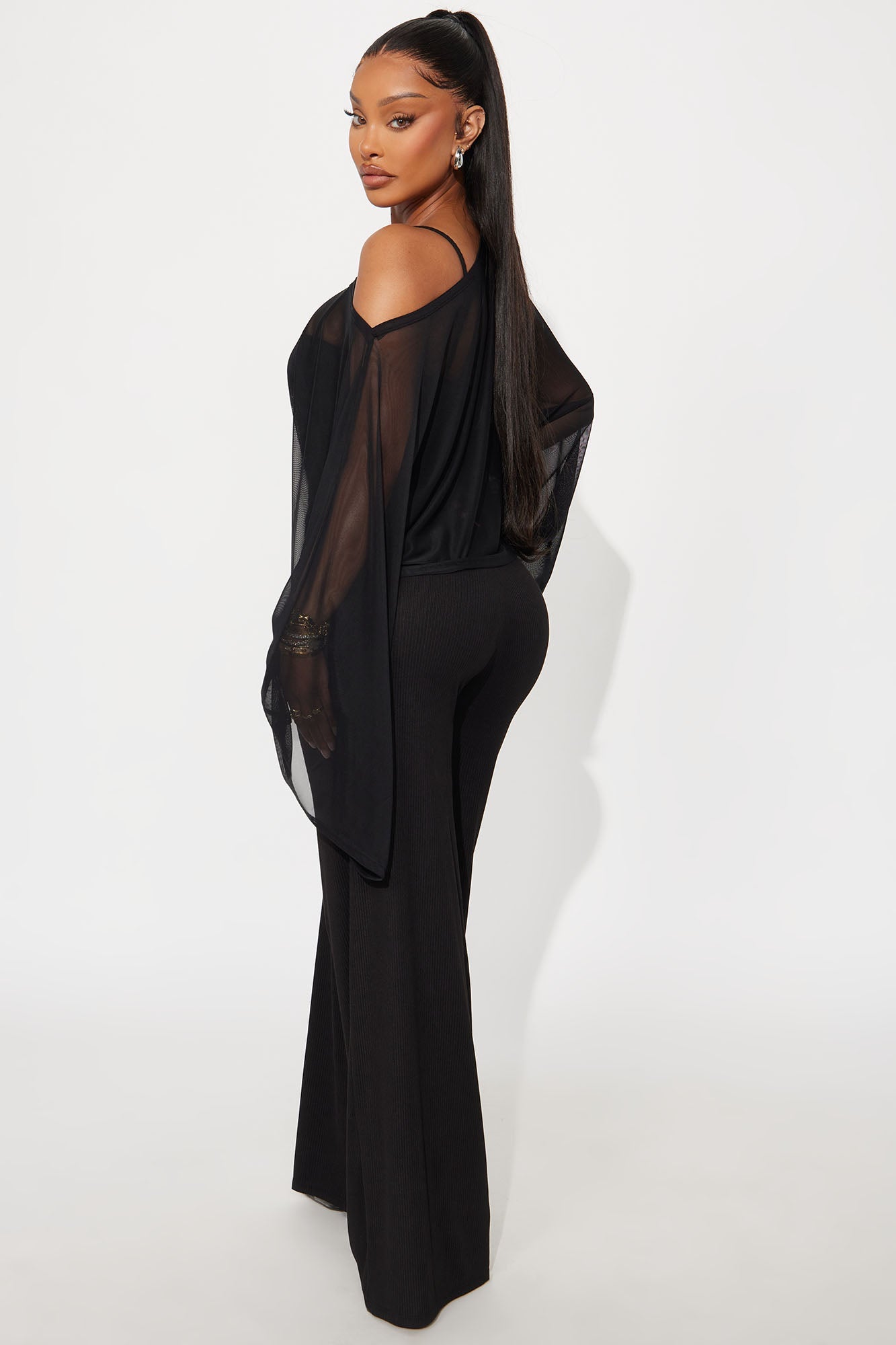 Raya Draped 3 Piece Pant Set - Black