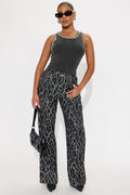 Danger Zone Leopard Straight Leg Jeans - Black/combo
