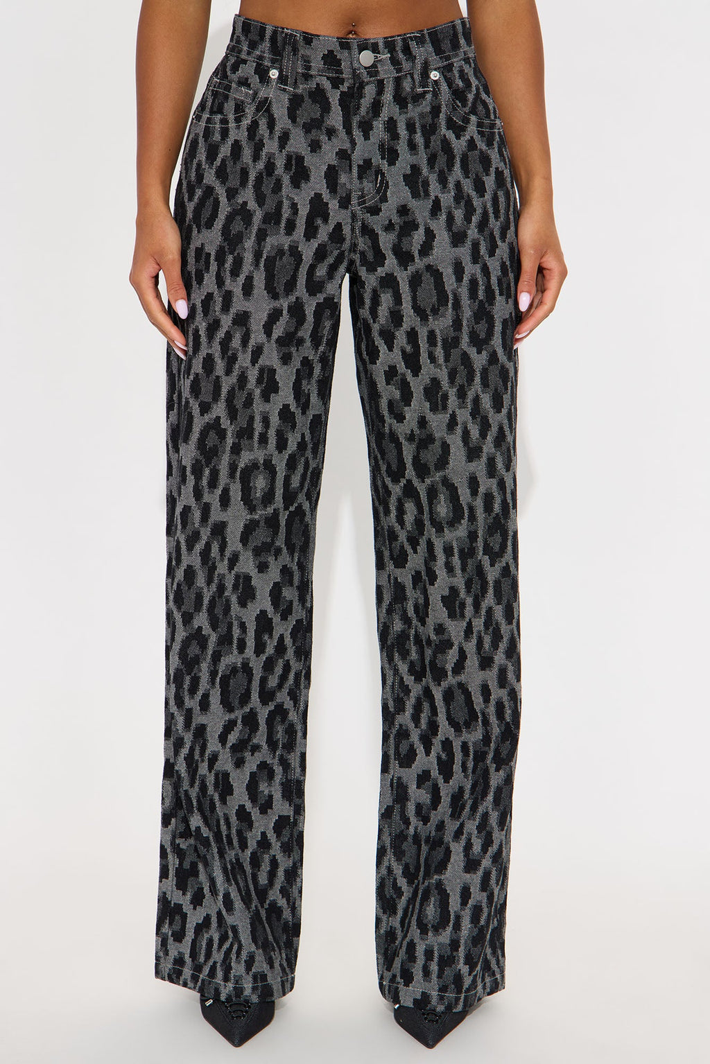 Danger Zone Leopard Straight Leg Jeans - Black/combo
