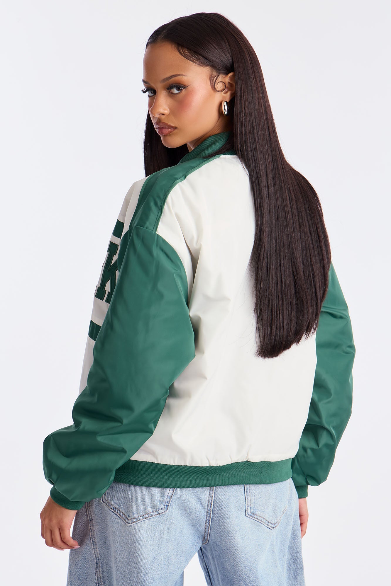 New York Chillin Varsity Bomber Jacket - Green/combo