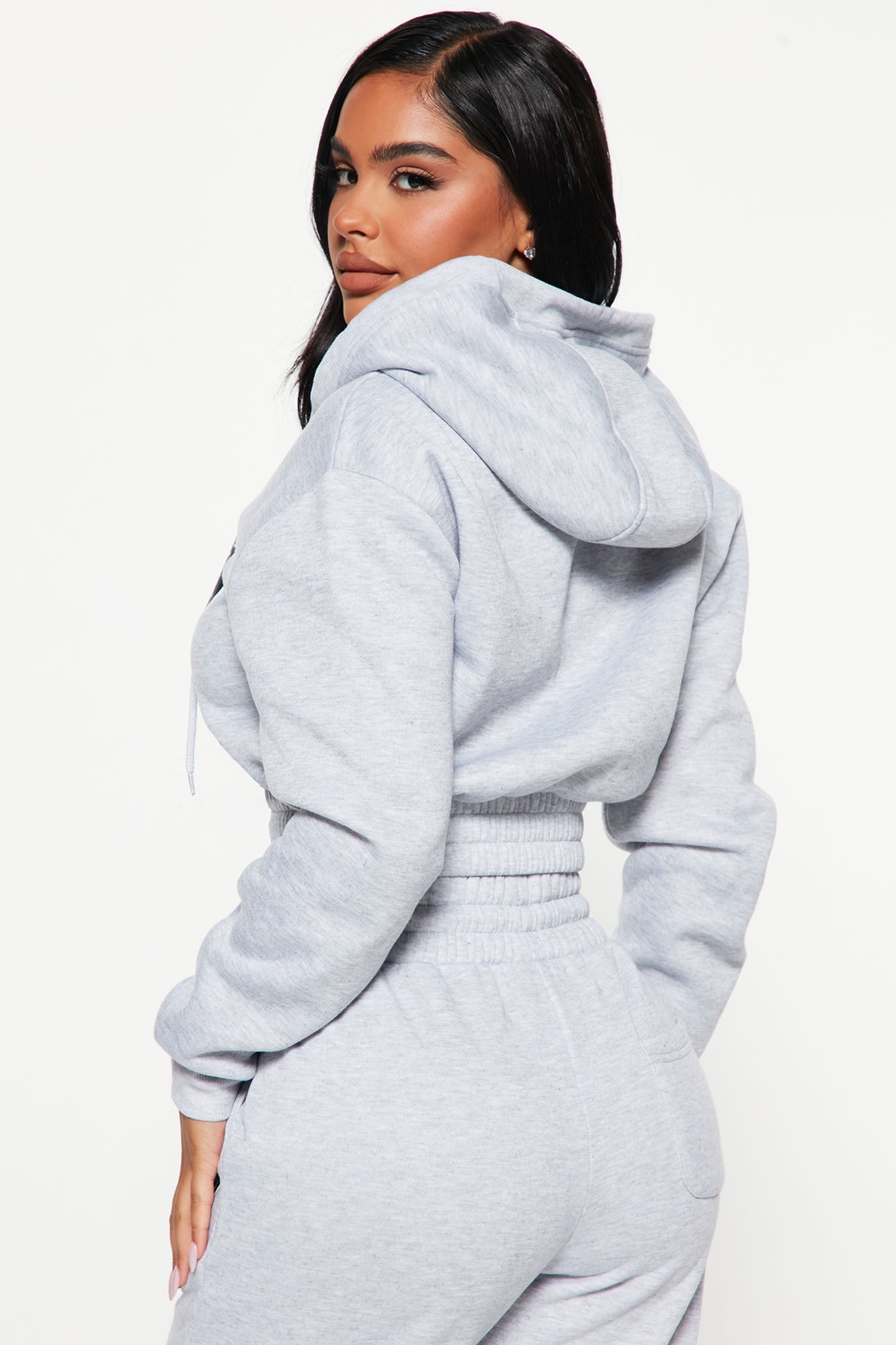 Raiders Cropped Zip Hoodie - Heather Grey