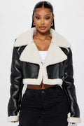 Going On Replay Faux Leather Moto Jacket - Black/combo