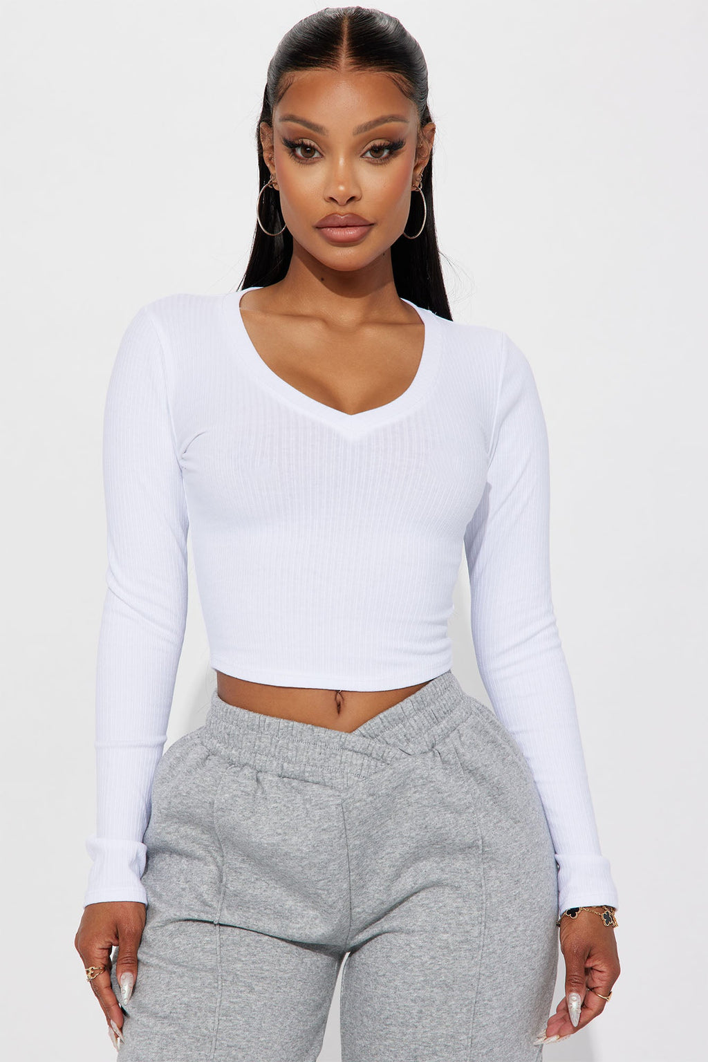 Jenni Ribbed Crop Top - White