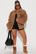 Los Angeles Worldwide Varsity Jacket - Taupe