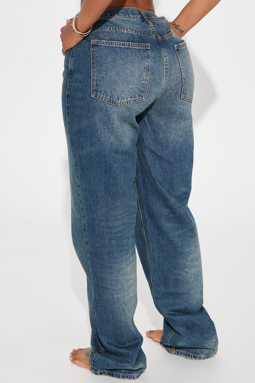 Crossover Straight Leg Tinted Jeans - Dark Wash