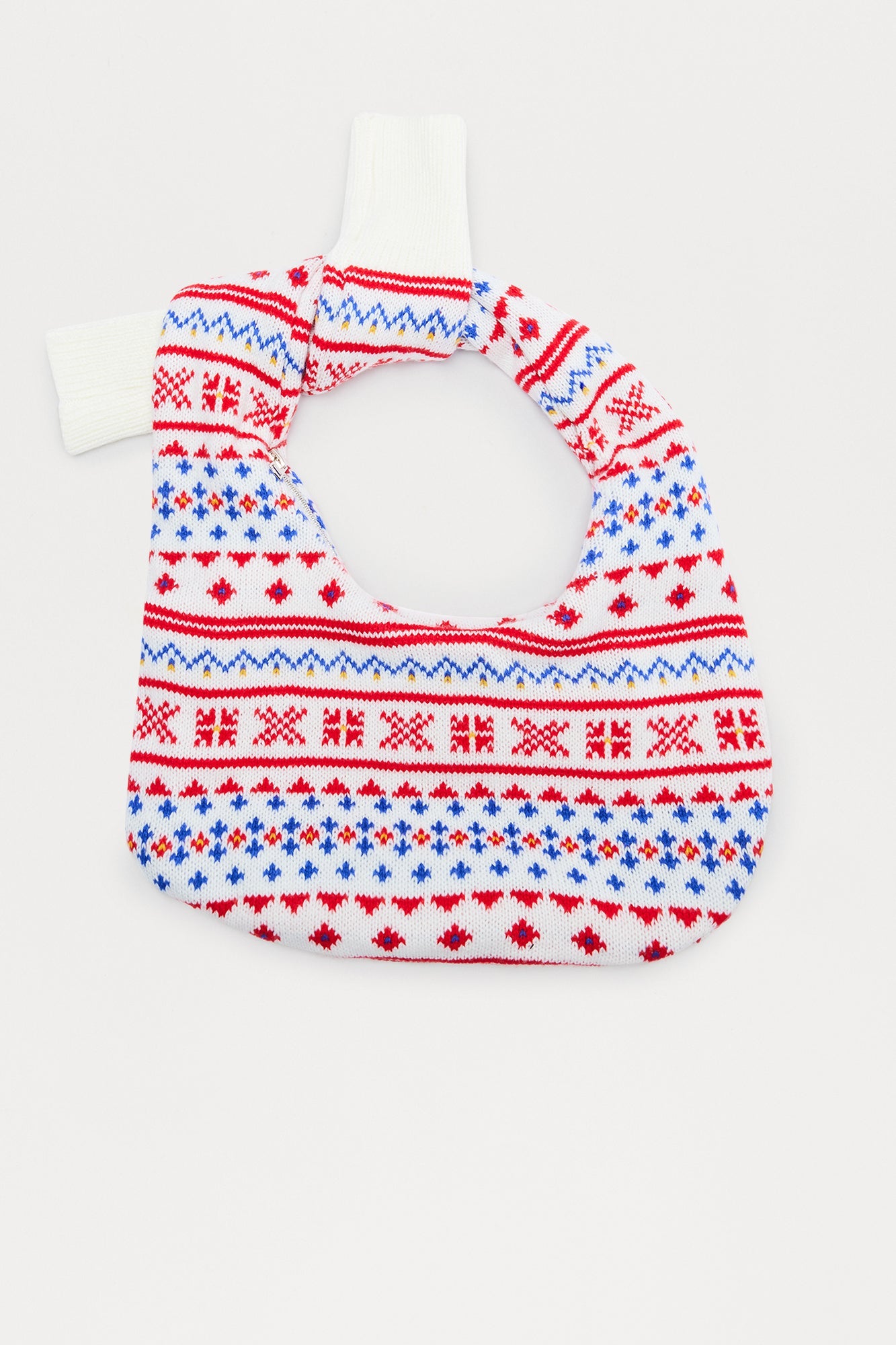 Winter Wonderland Sweater Knit Satchel Handbag - White/combo