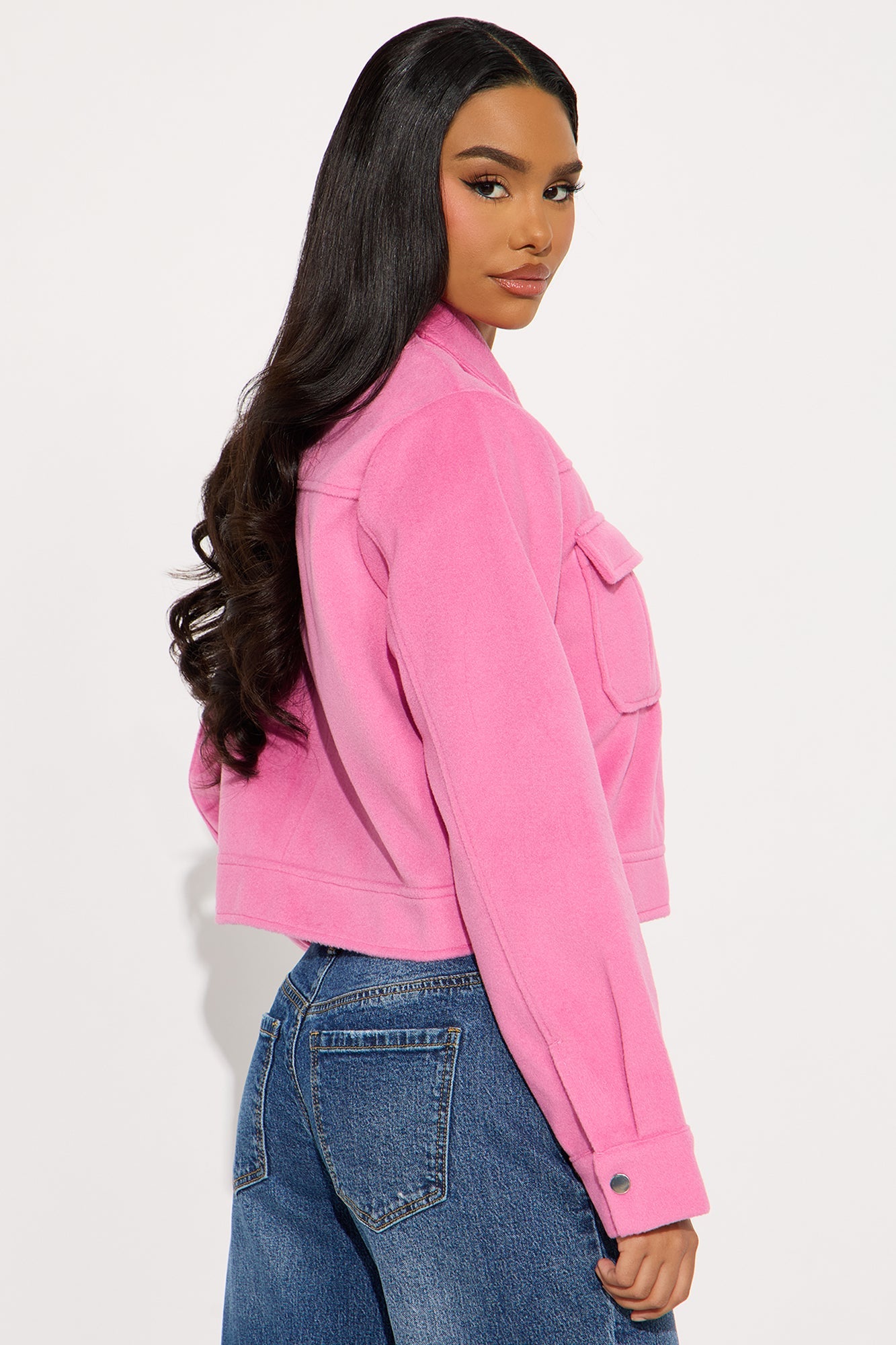 Frankie Wool Trucker Jacket - Pink