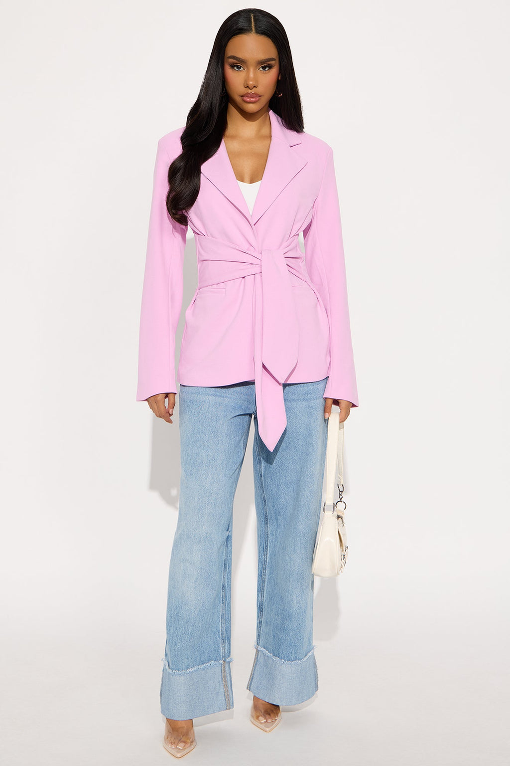Classic Times Tie Waist Blazer - Pink