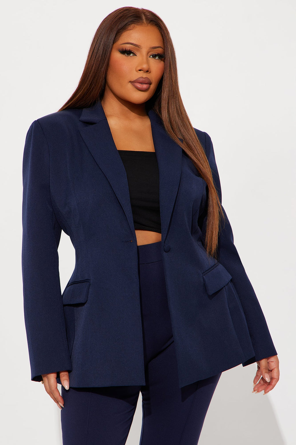 Hailey Hourglass Fitted Blazer - Navy