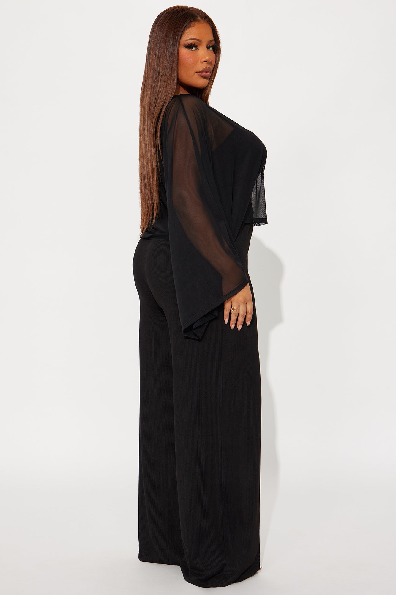 Raya Draped 3 Piece Pant Set - Black