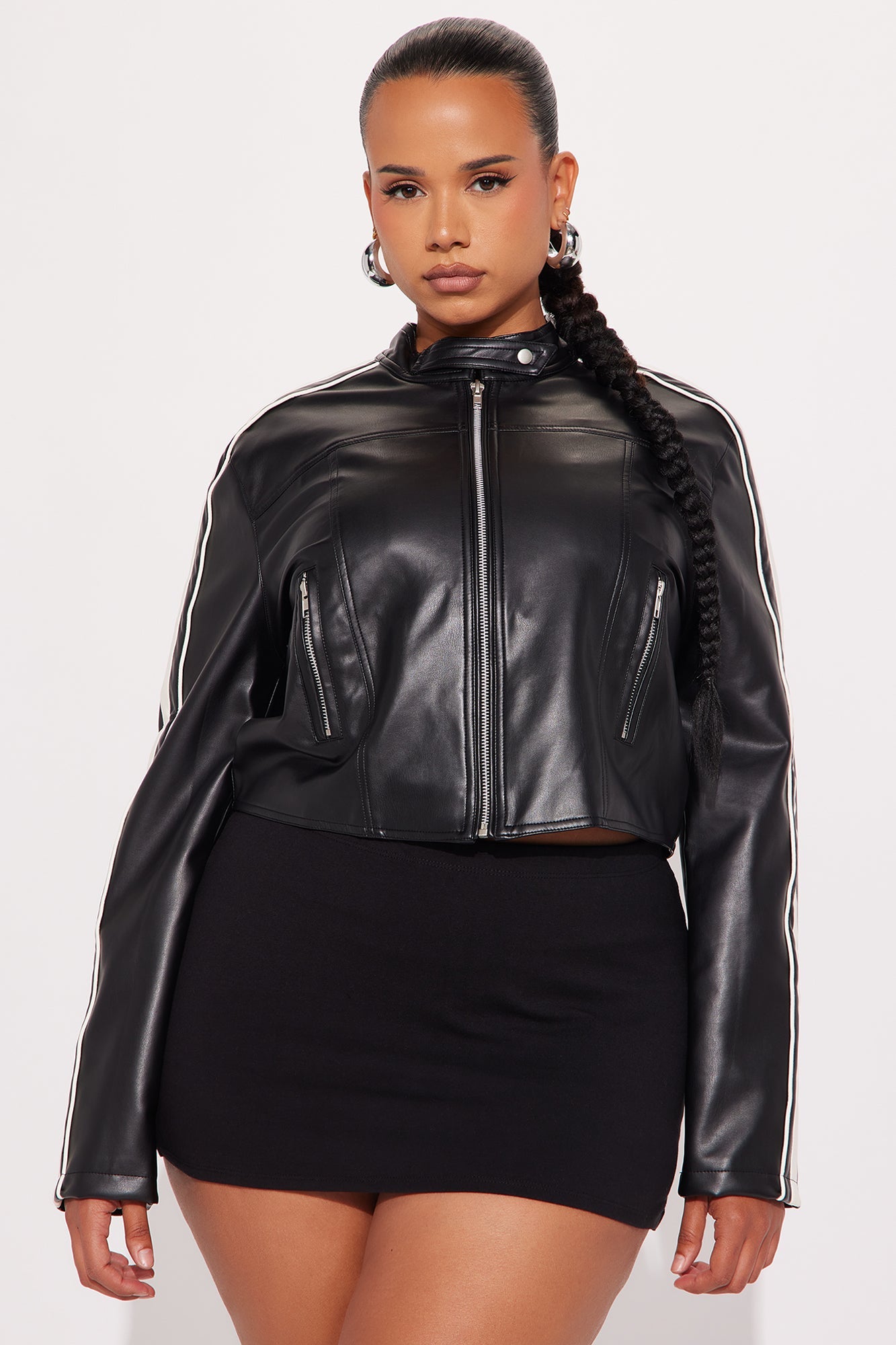 Tory Faux Leather Moto Jacket - Black/combo