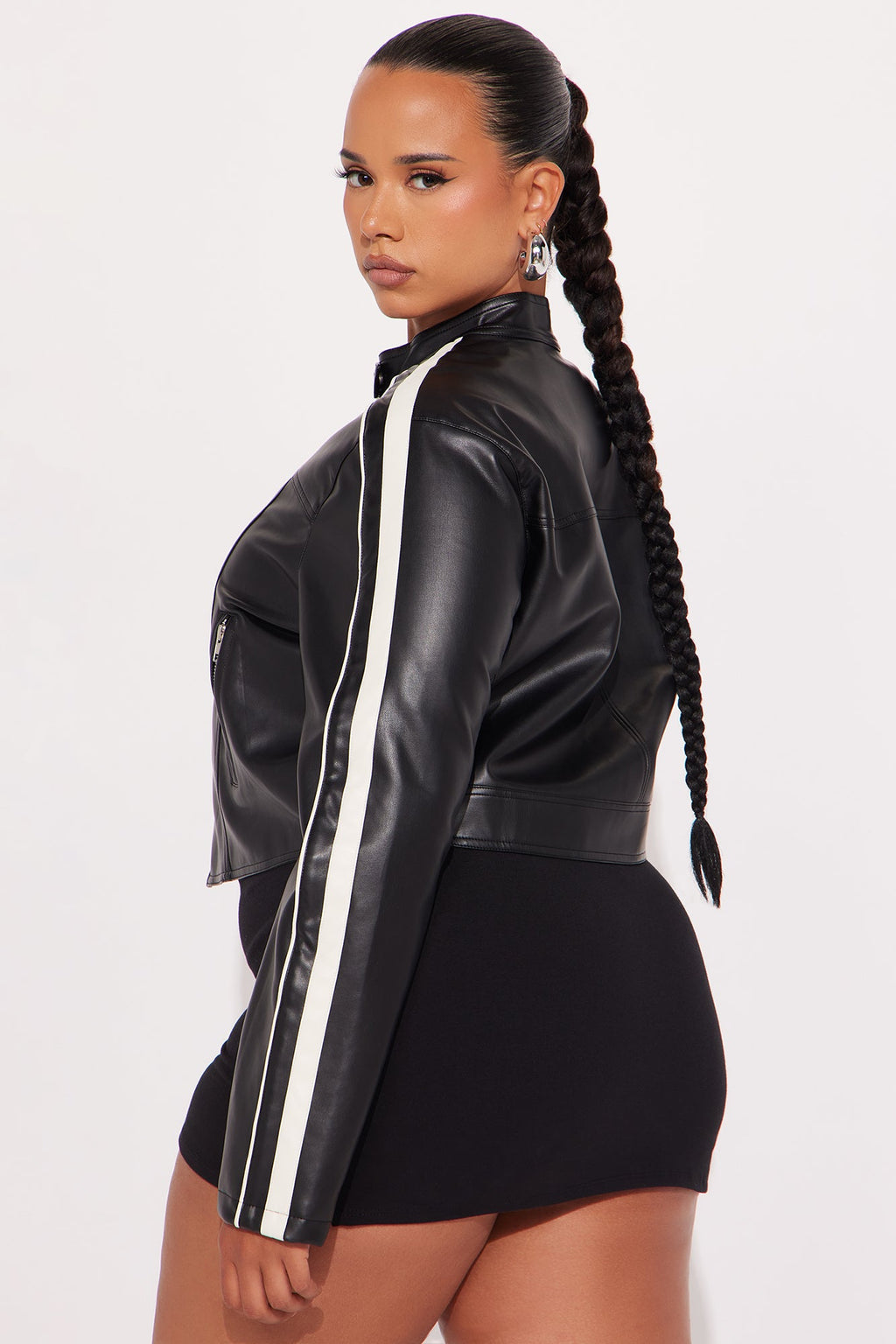 Tory Faux Leather Moto Jacket - Black/combo