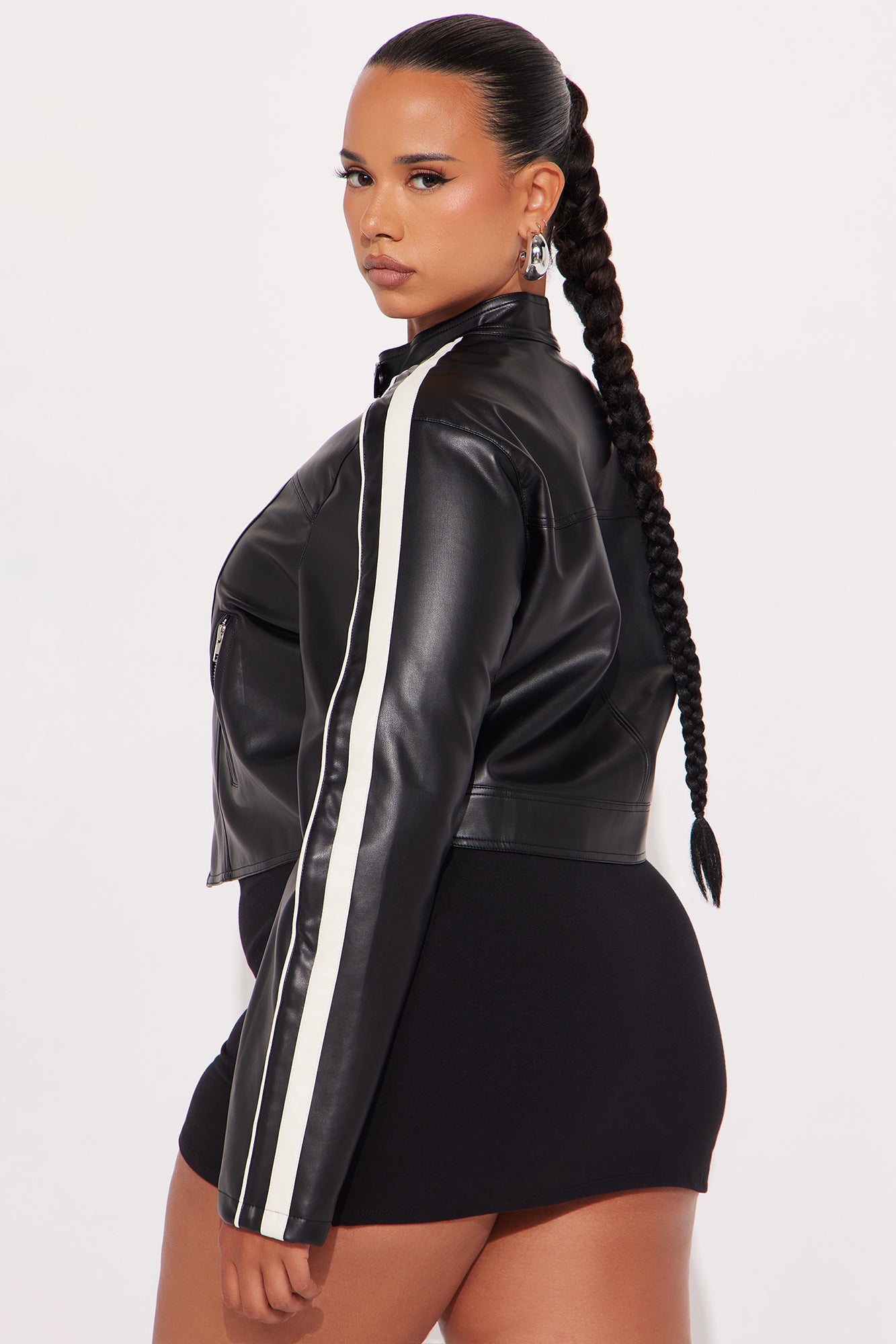 Tory Faux Leather Moto Jacket - Black/combo