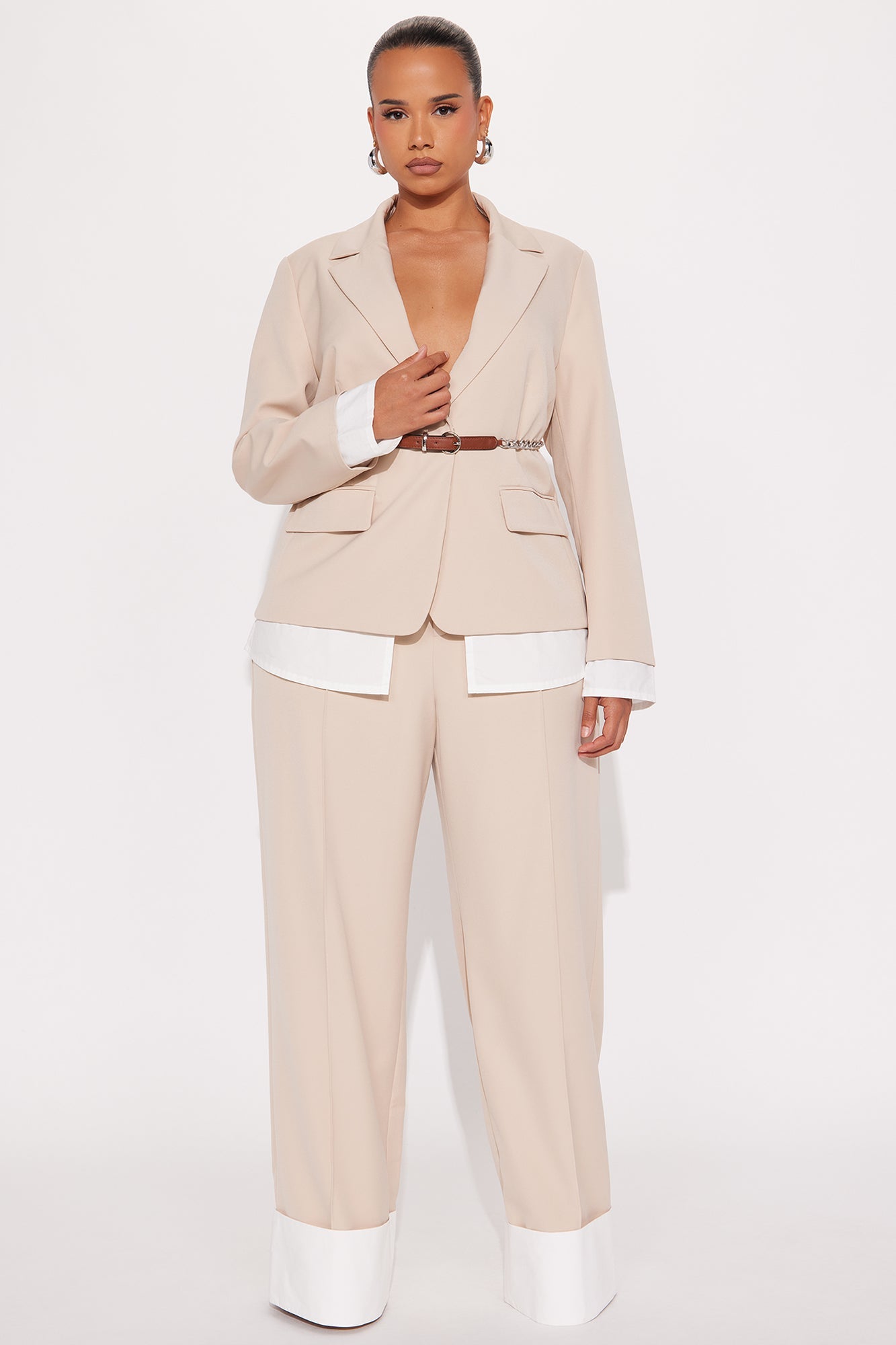 Making Moves Office Pant Set - Beige
