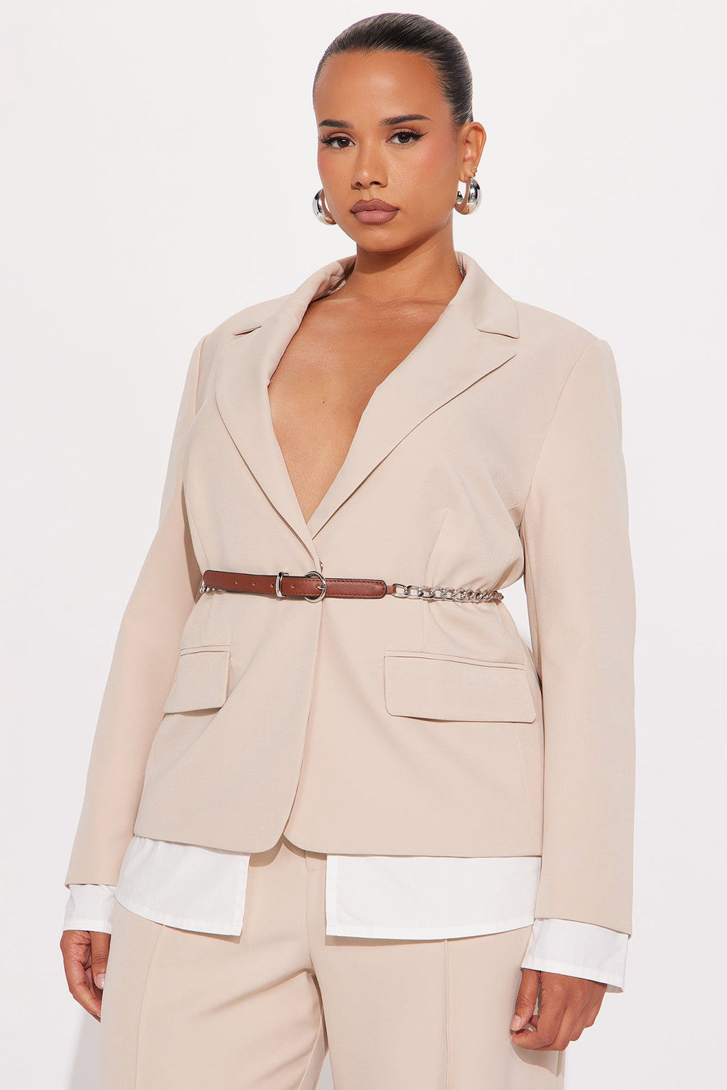 Making Moves Office Pant Set - Beige