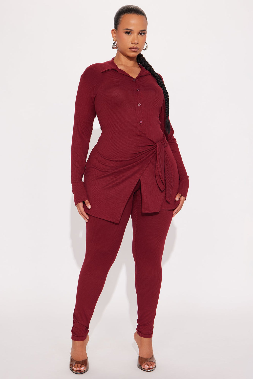 Melissa Ribbed Legging Set - Burgundy
