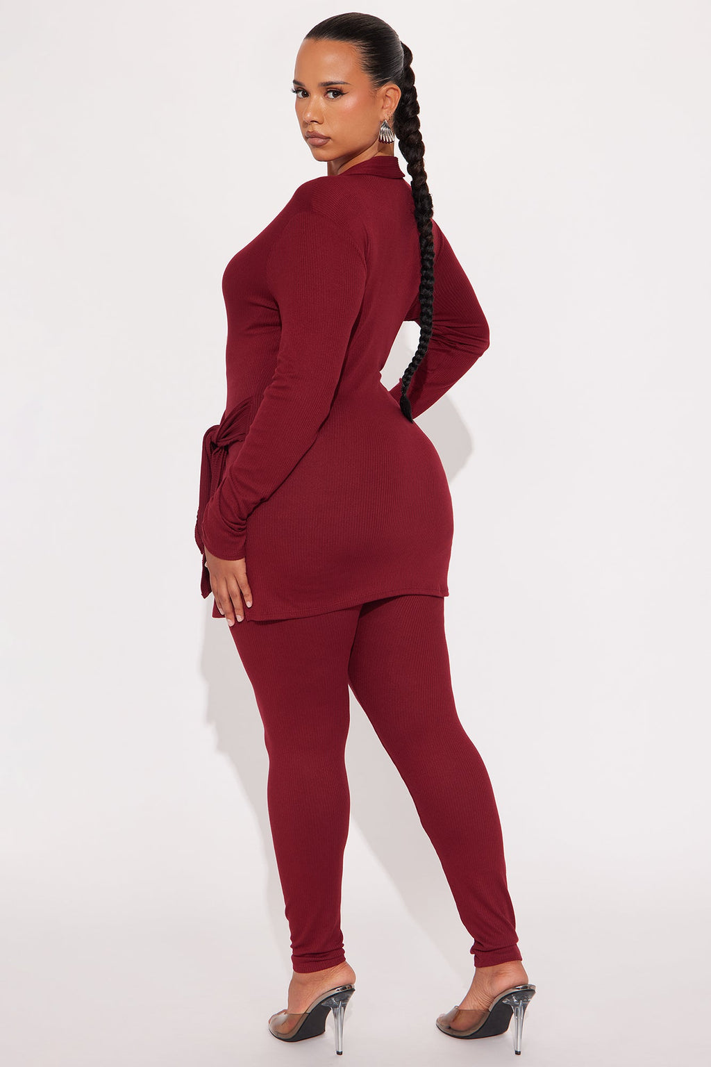 Melissa Ribbed Legging Set - Burgundy