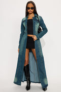 Follow My Lead Denim Trench - Dark Wash