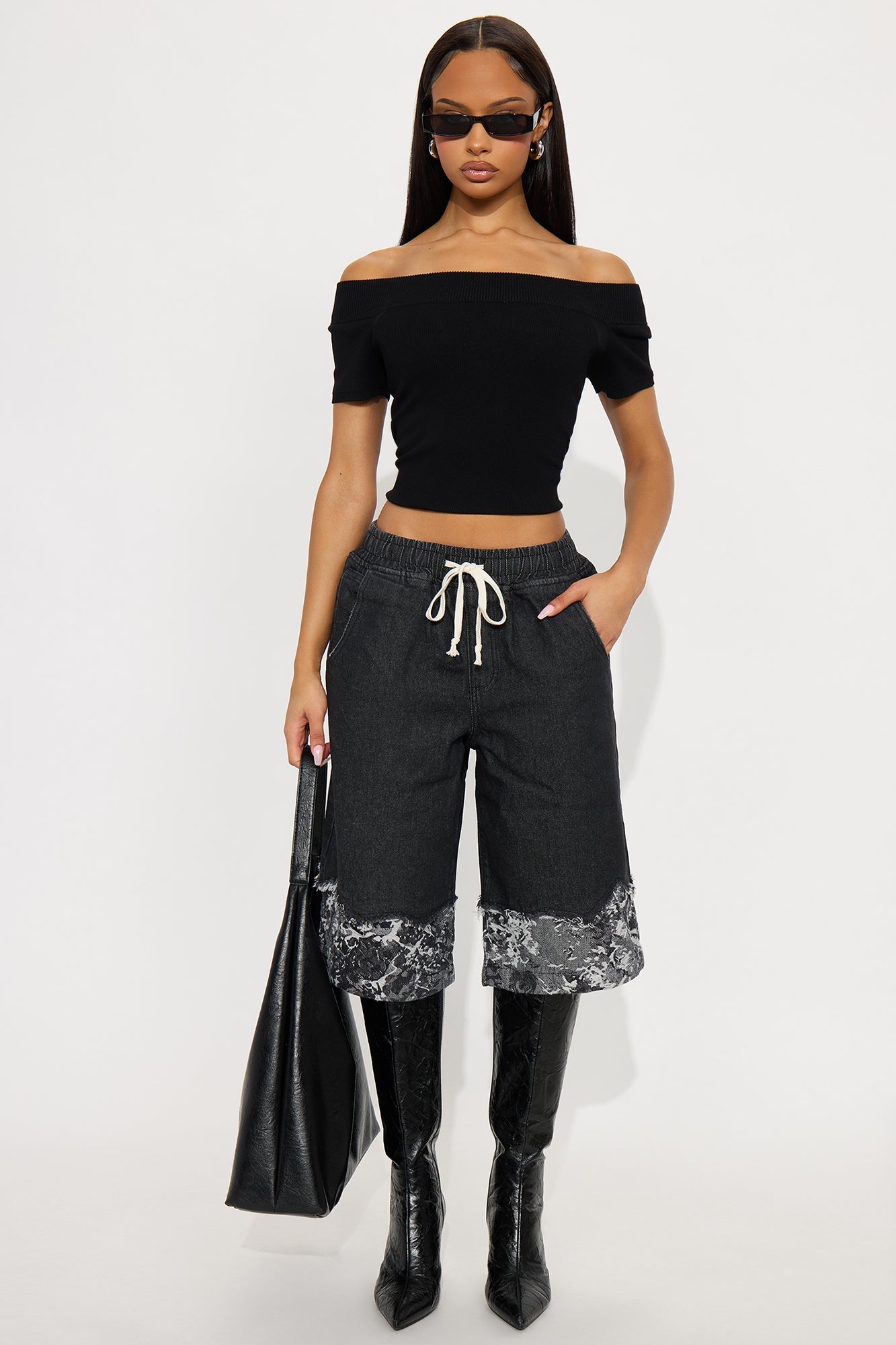 Westerly Pull On Denim Jorts - Black Wash