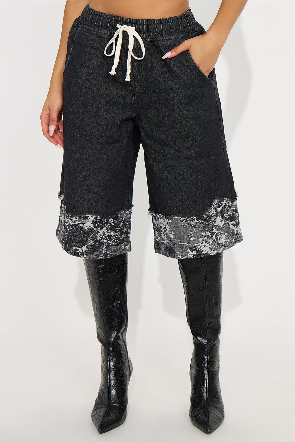 Westerly Pull On Denim Jorts - Black Wash