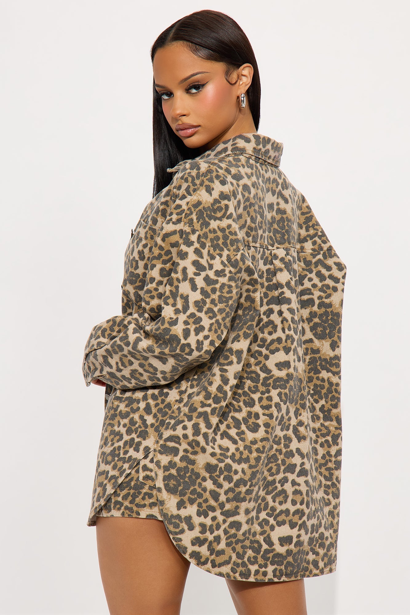 Things To Do Leopard Jacket And Short Set - Brown/combo