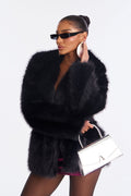 Couture Dreams Faux Fur Coat - Black
