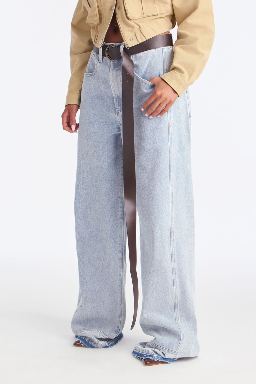 Holland Belted Baggy Jeans - Light Wash