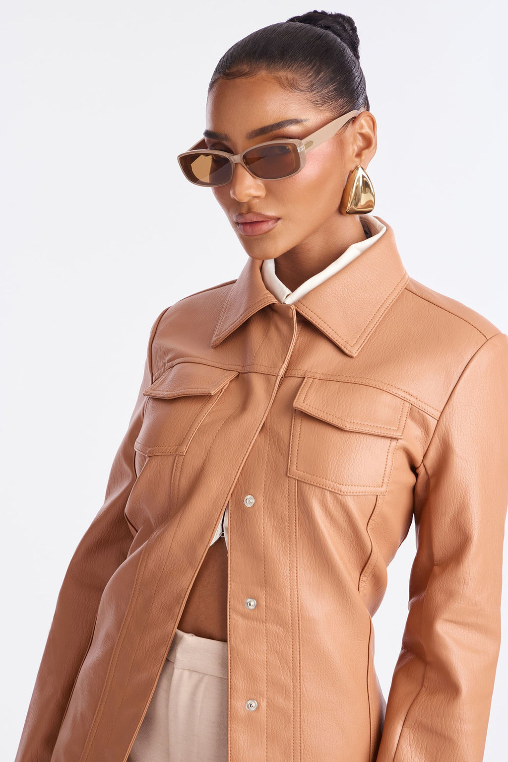 Iris Faux Leather Trench - Mocha