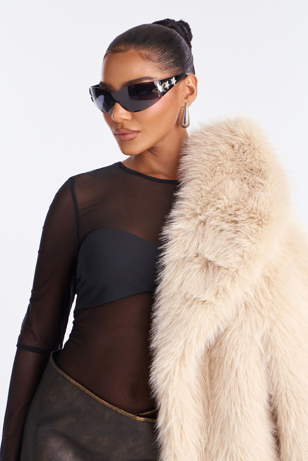 Couture Dreams Faux Fur Coat - Stone