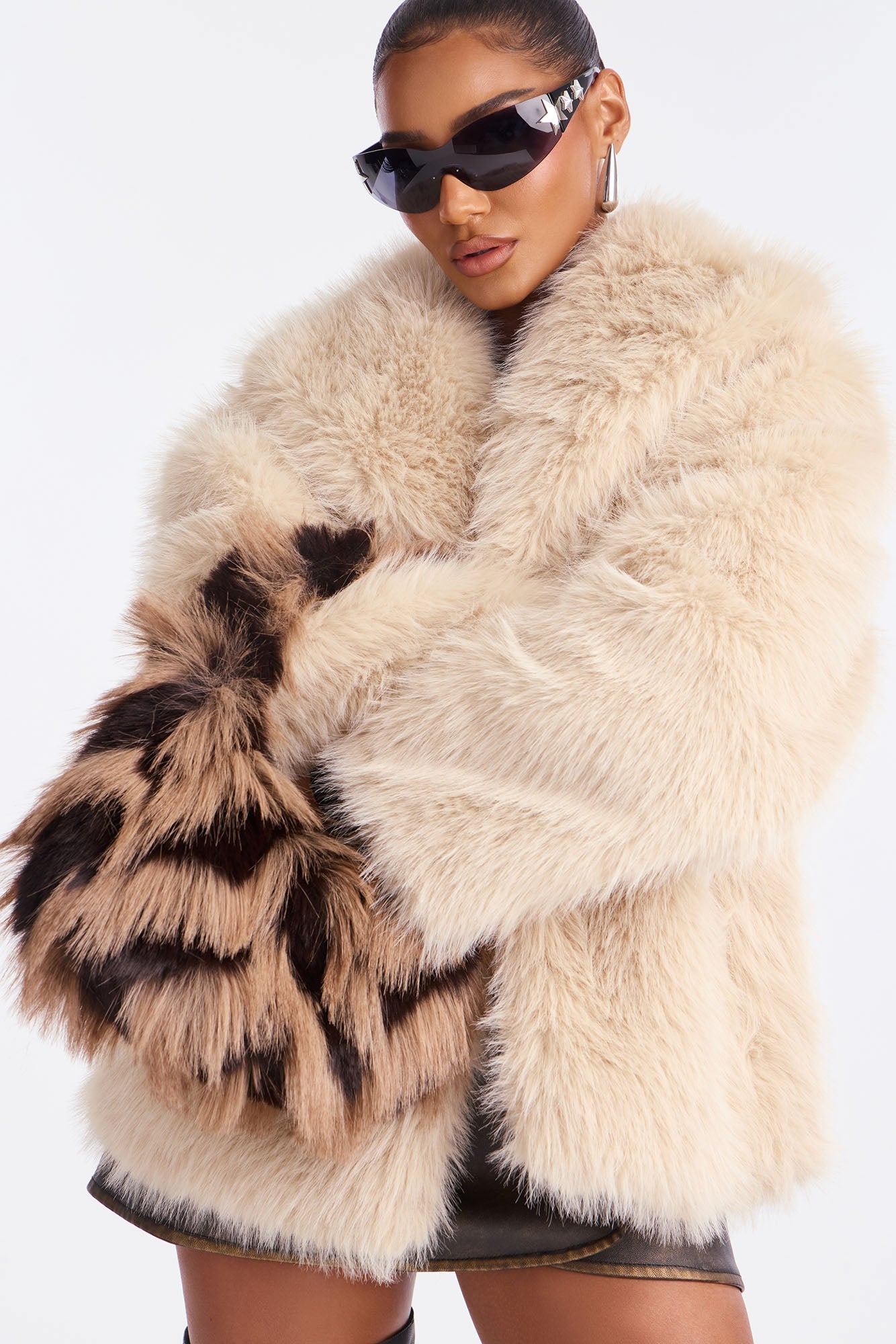 Fluffin’ Fabulous Faux Fur Shoulder Handbag - Black/Brown