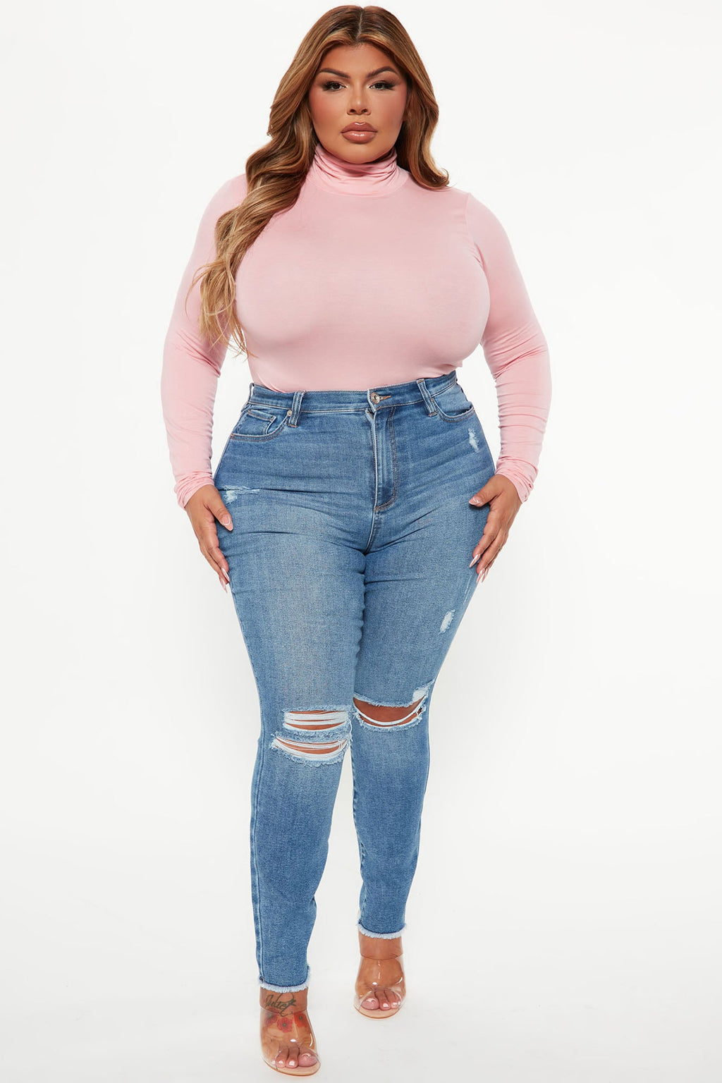Pamela Turtle Neck Long Sleeve Top - Pink