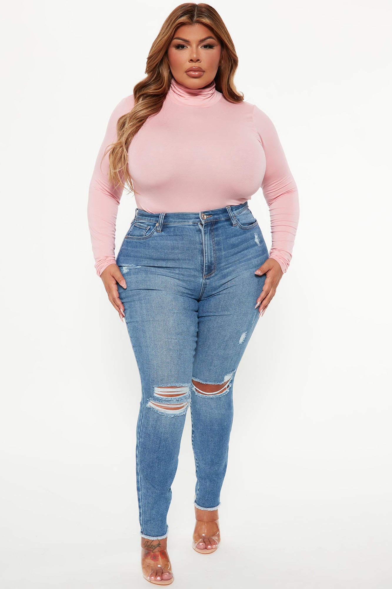 Pamela Turtle Neck Long Sleeve Top - Pink