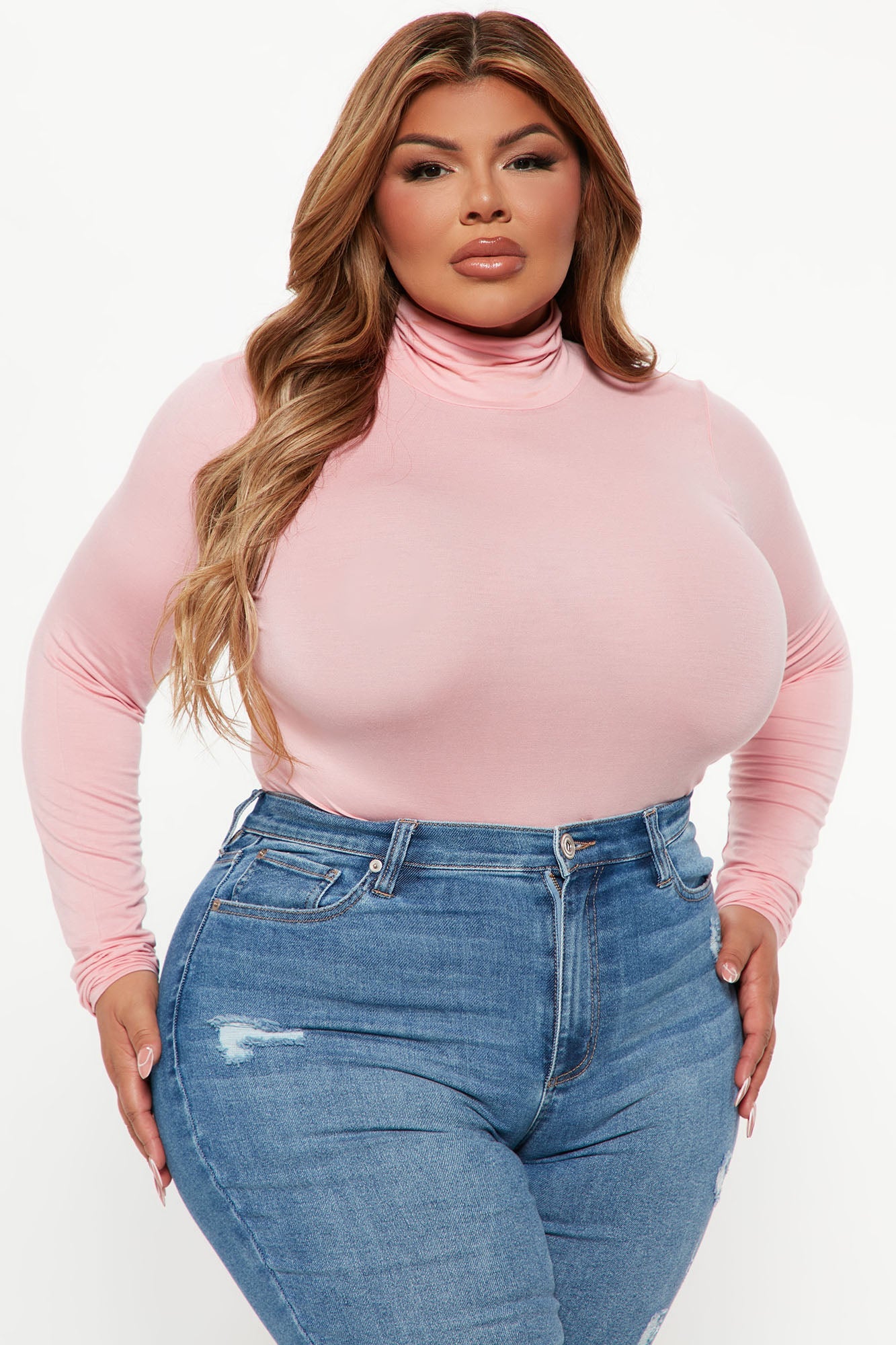 Pamela Turtle Neck Long Sleeve Top - Pink