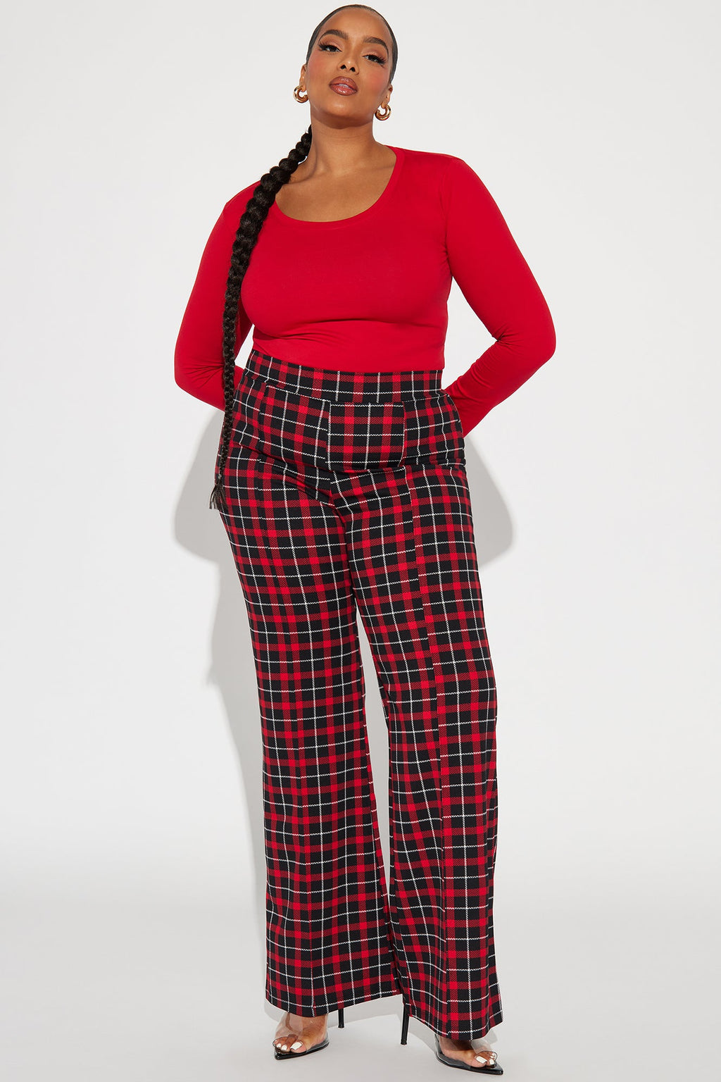 Victoria High Waisted Dress Pant - Red/Black