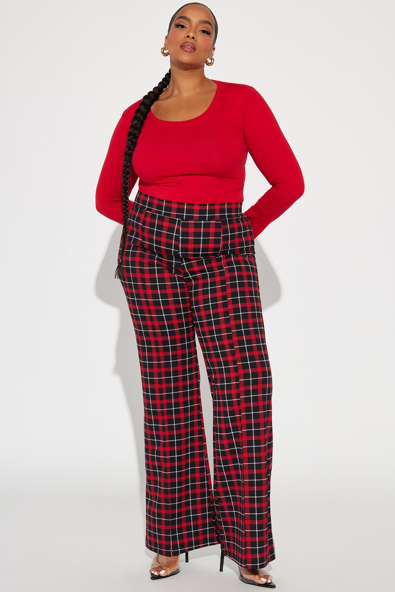 Victoria High Waisted Dress Pant - Red/Black